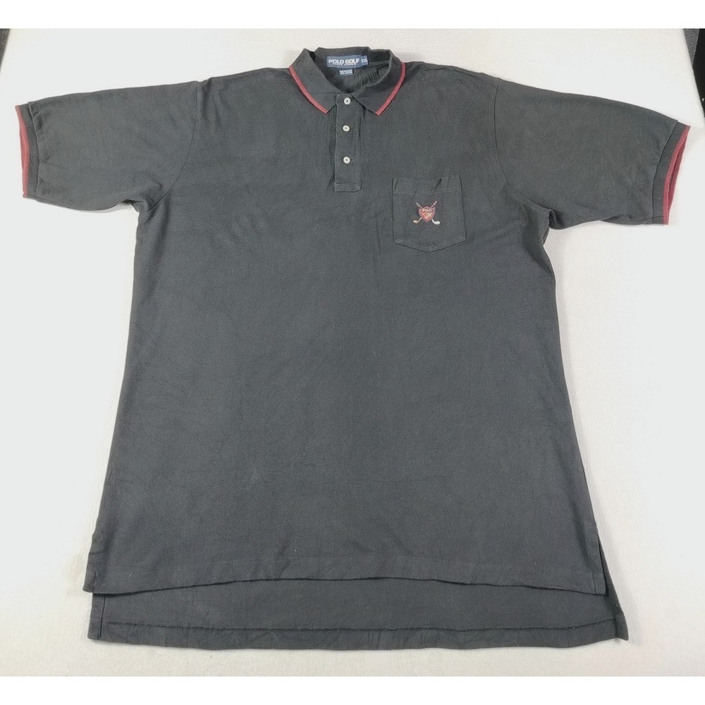 Polo Golf Ralph Lauren Polo Shirt Mens 2XL Fits As 3XLB Black Pocket Golf‎ Crest